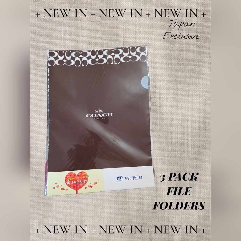COACH Brown Logo File Folder Set Of 3-  12x9 Inches Japan Novelty